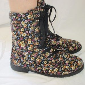 Floral Combat Boots